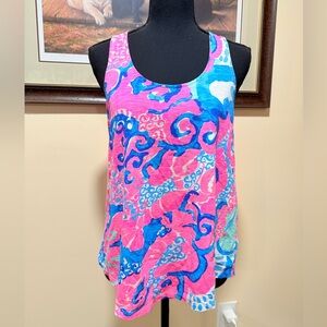 Lilly Pulitzer Pink & Blue Razor Back Tank Top